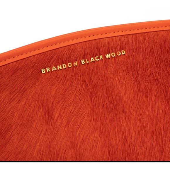 Victoria Clutch in Orange Ponyhair with Brass Hardware - Picture 3 of 14